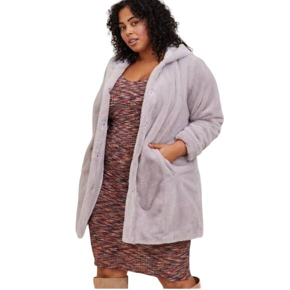 New Torrid Faux Fur Jacket Gray Size 3/3X - Picture 4 of 6